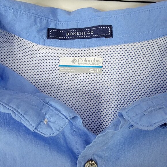 Columbia Bonehead Fishing Shirt 4XL Long Sleeve Light Blue - Picture 2 of 12
